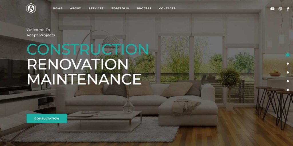 Adept Projects Design Homepage