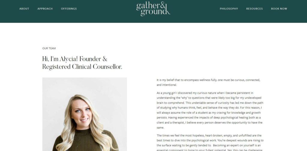 Alycia Oliver of Gather and Ground Wellness Homepage