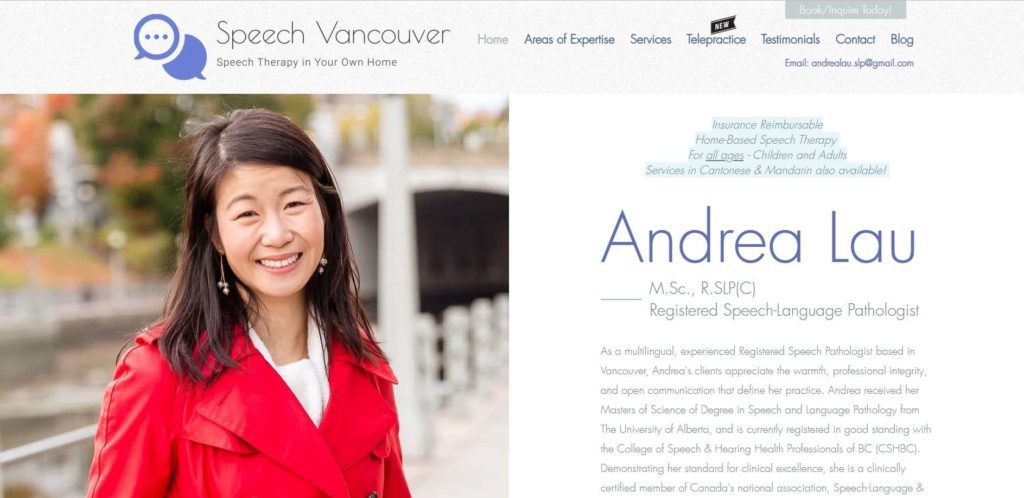 Andrea Lau of Speech Vancouver Homepage