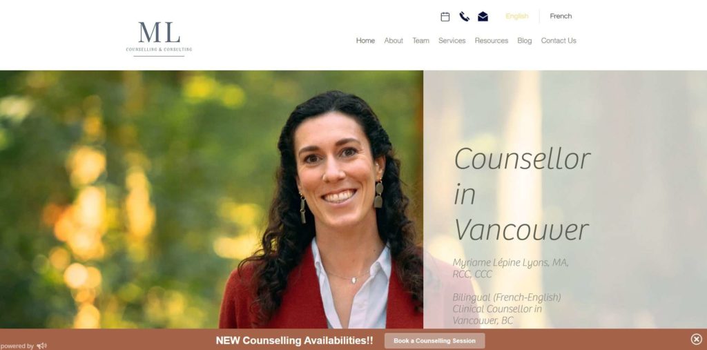 Myriame Lyons Counselling and Consulting Homepage