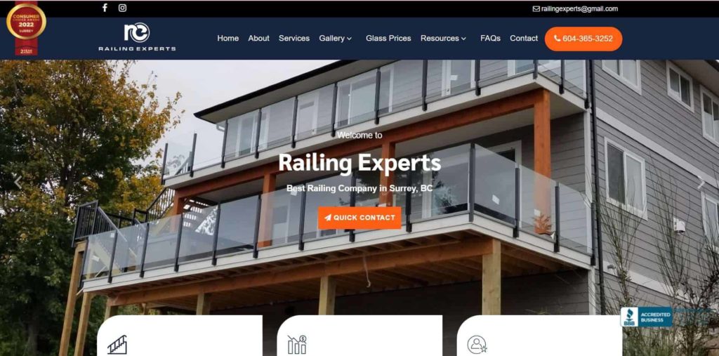 Railing Experts Homepage