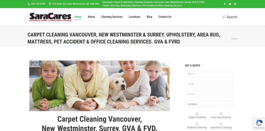 SaraCares Carpet & Upholstery Cleaning Homepage