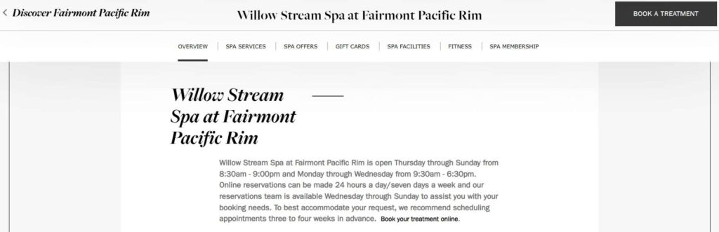 Willow Stream Spa at Fairmont