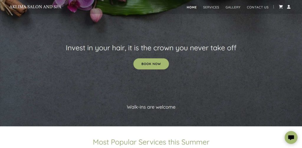 Aklima Salon and Spa Homepage