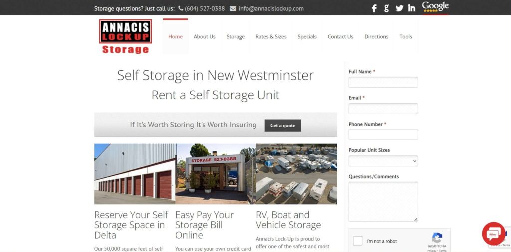 Annacis Lock-Up Storage Homepage