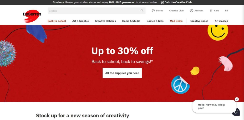 DeSerres Homepage