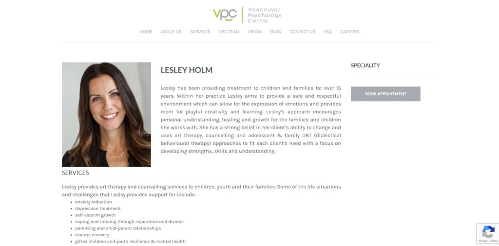 Lesley Holm of Vancouver Psychology Centre