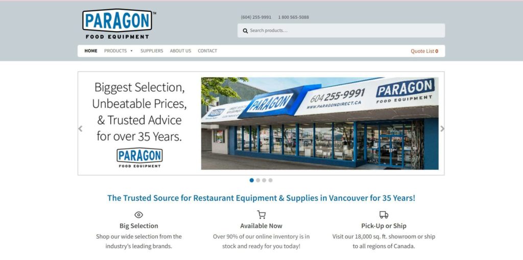 Paragon Food Equipment Homepage