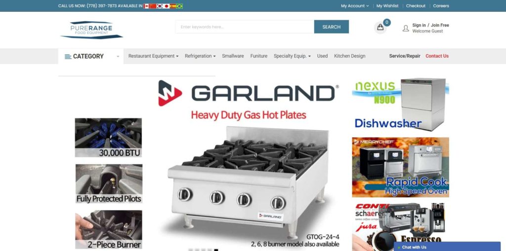Purerange Food Equipment Homepage