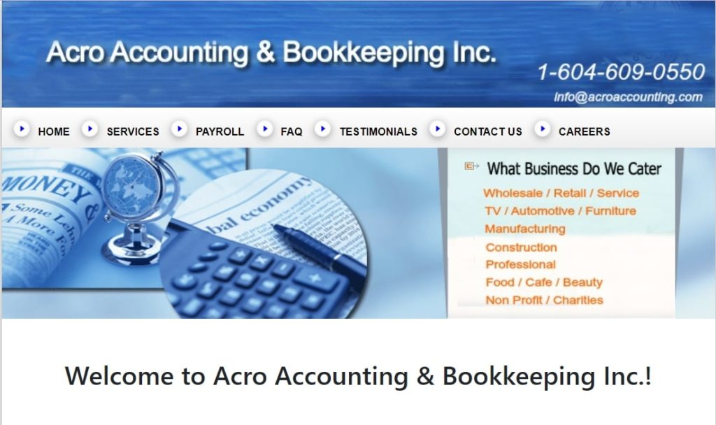 ACRO Accounting & Bookkeeping Inc. Homepage