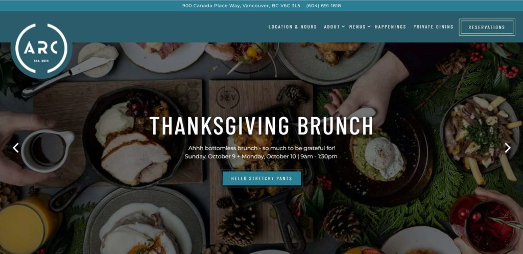 ARC Restaurant and Bar Homepage