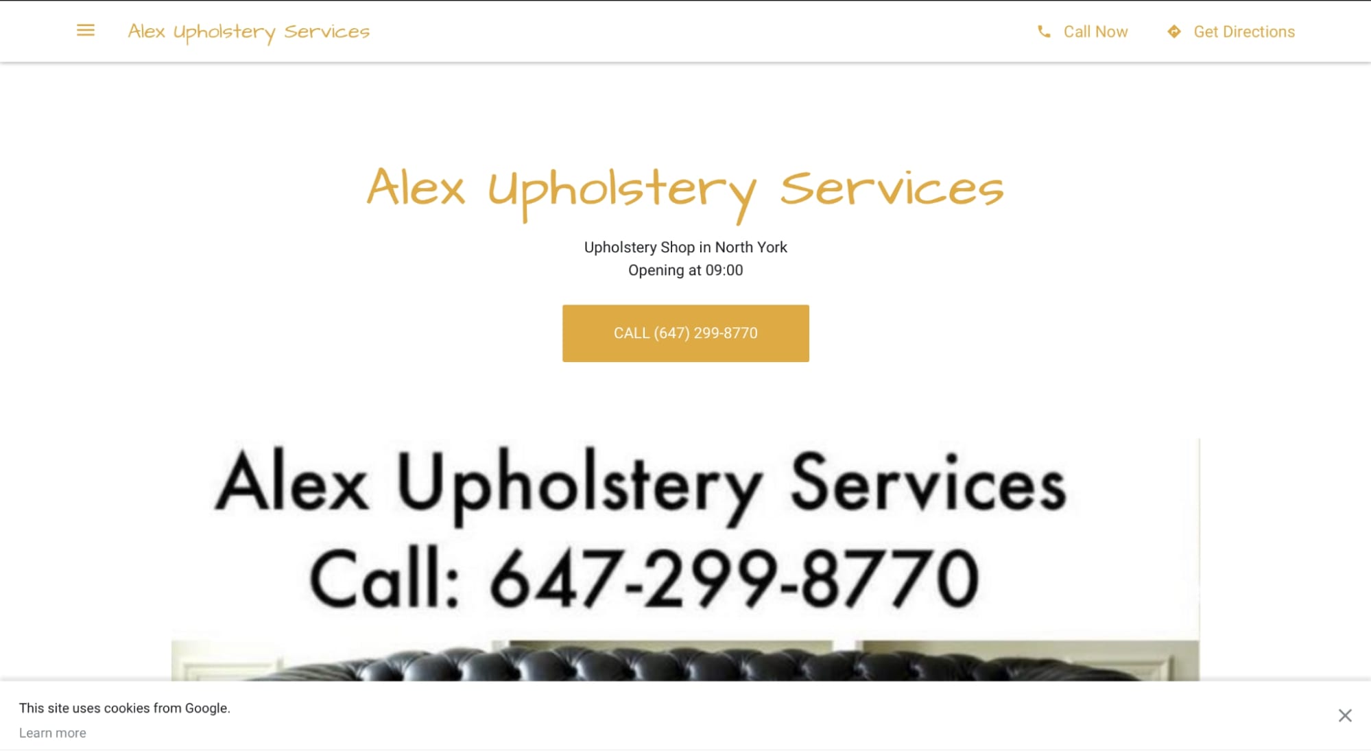 Alex Upholstery Services Homepage