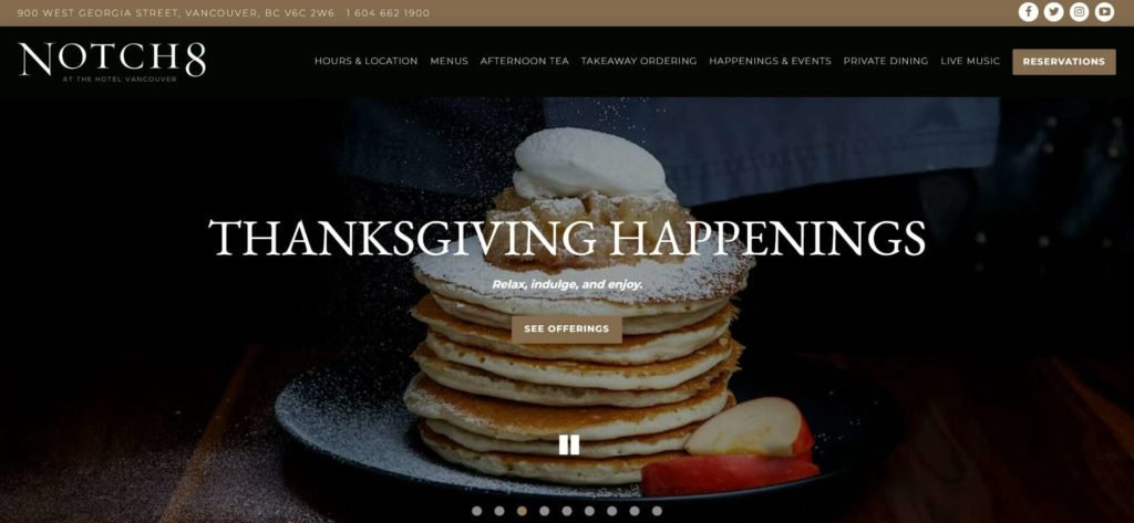 Notch8 Restaurant & Bar Homepage