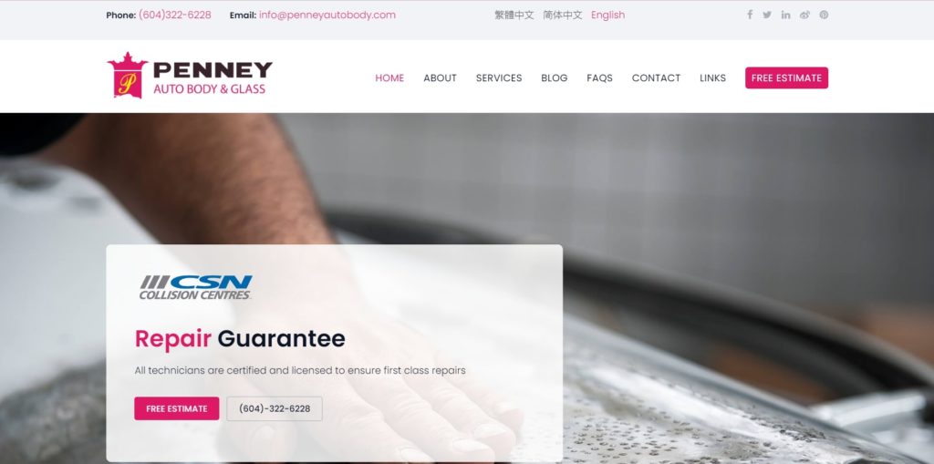 Penney Auto Body & Glass Homepage