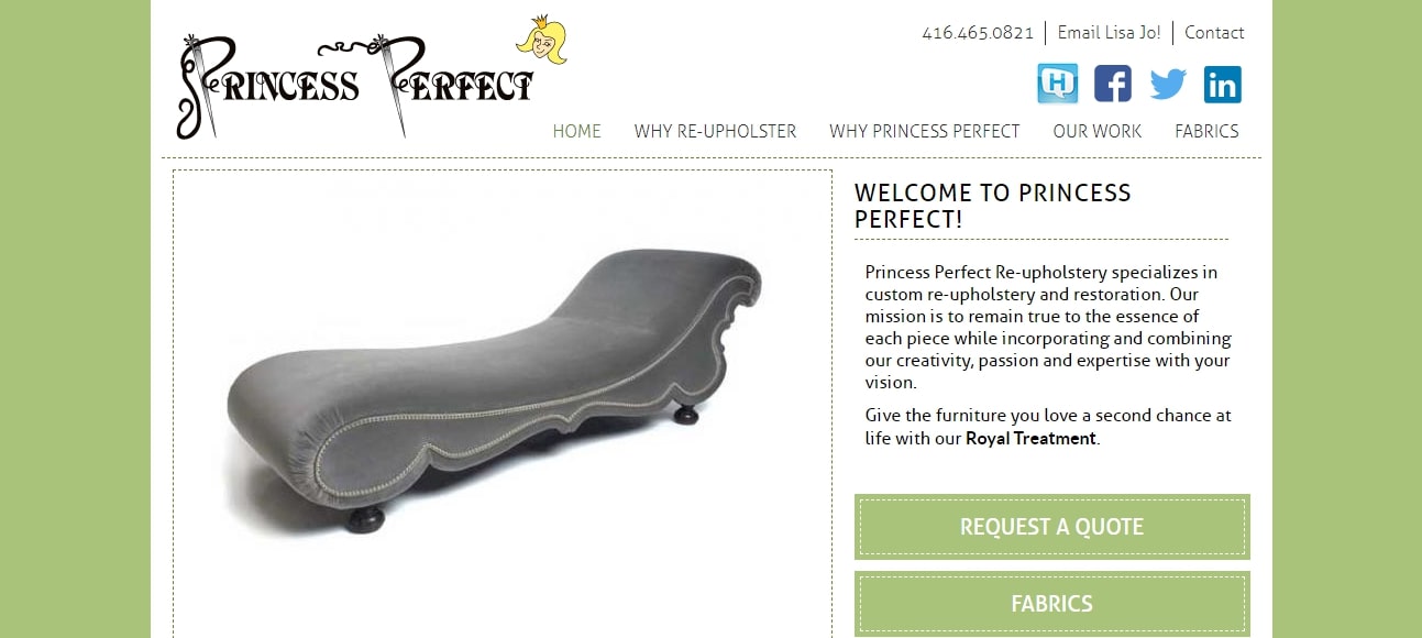 Princess Perfect Upholstery Homepage