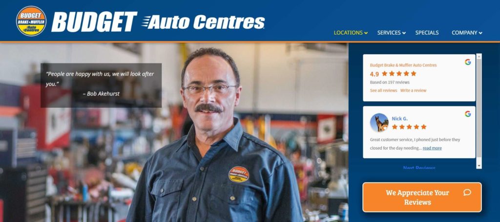 Budget Brake & Muffler Auto Centres Homepage
