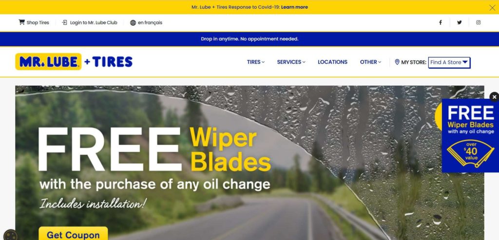 Mr. Lube + Tires Homepage