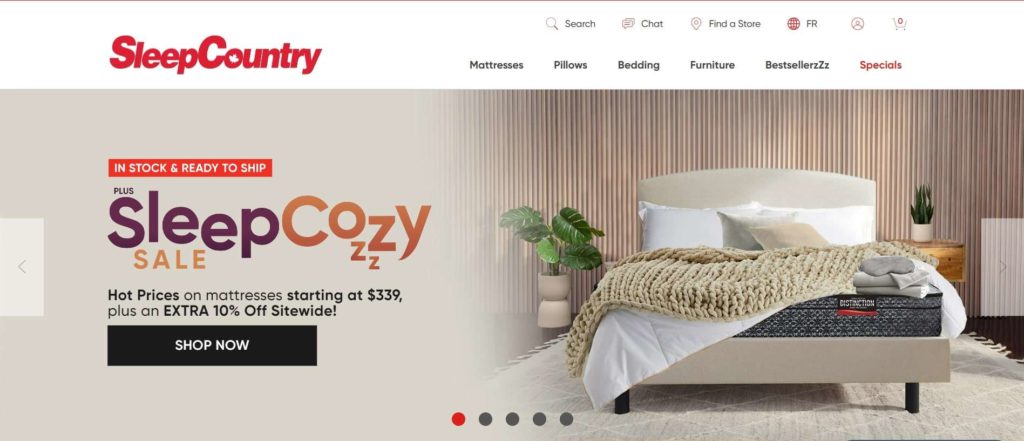 Sleep Country Homepage