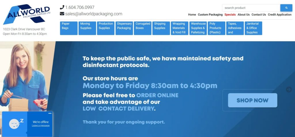 Allworld Packaging Supplies Ltd.'s Homepage