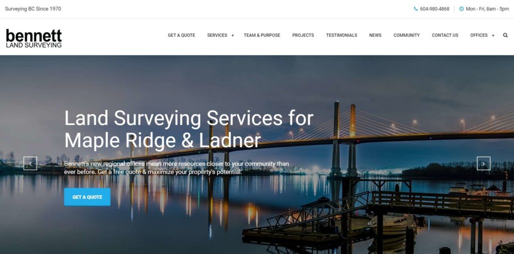Bennett Land Surveying Ltd.'s Homepage