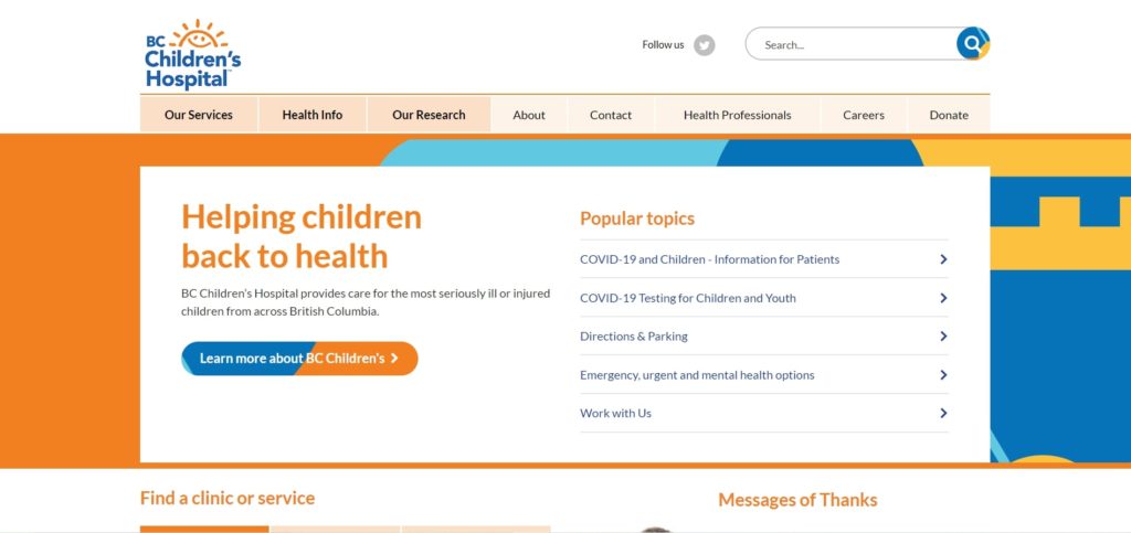 Dr. Anne Feng of the BC Children's Hospital's Homepage