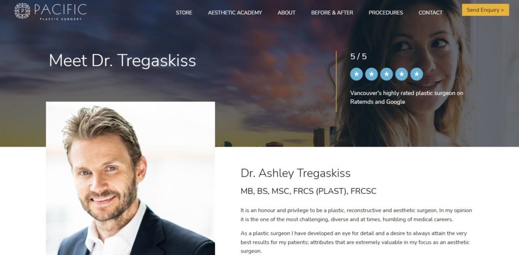 Dr. Ashley Tregaskiss at Pacific Plastic Surgery's Homepage
