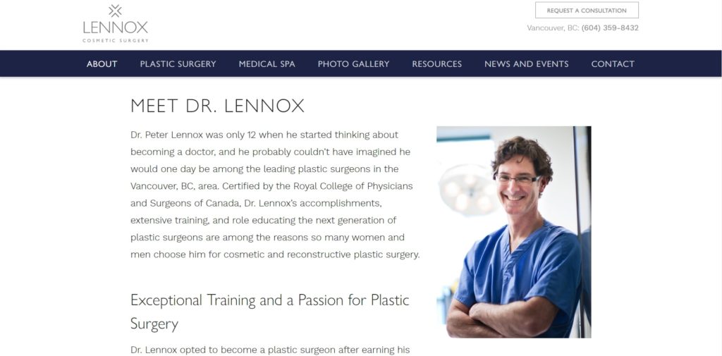 Dr. Peter Lennox of Lennox Cosmetic Surgery's Homepage