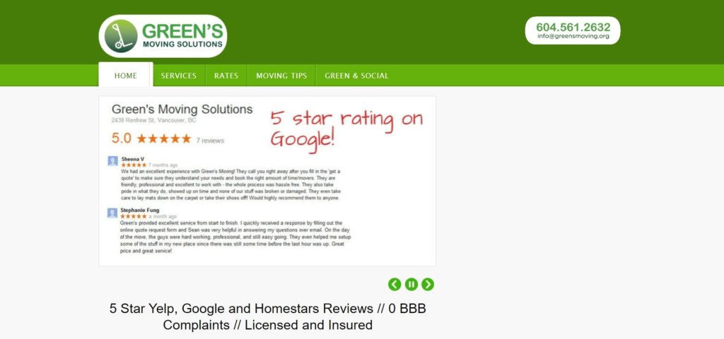 Green's Moving Solutions Homepage