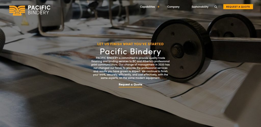 Pacific Bindery's Hompeage