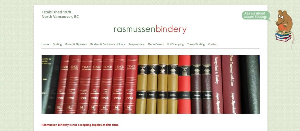 Rasmussen Bindery's Homepage