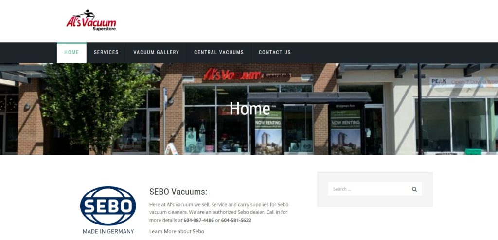 Al's Vacuum Superstore's Homepage