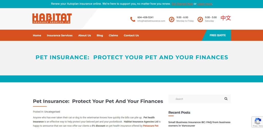 Habitat Insurance Agencies Ltd.'s Homepage