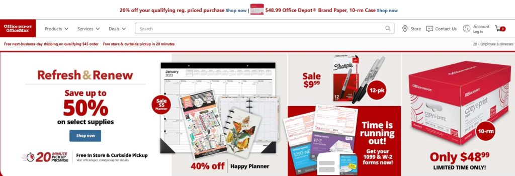 Office Depot's Homepage