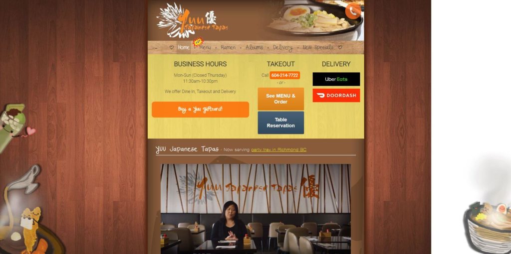 Yuu Japanese Tapas Homepage