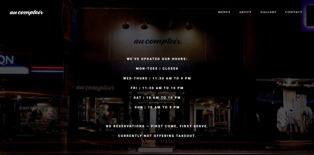 Au Comptoir's homepage