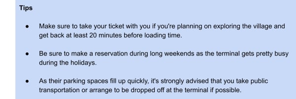 Horseshoe Bay Terminal Tips