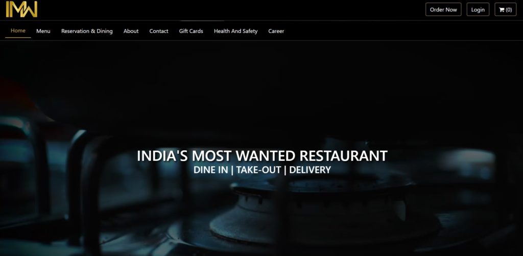 India's Most Wanted Restaurant' Homepage