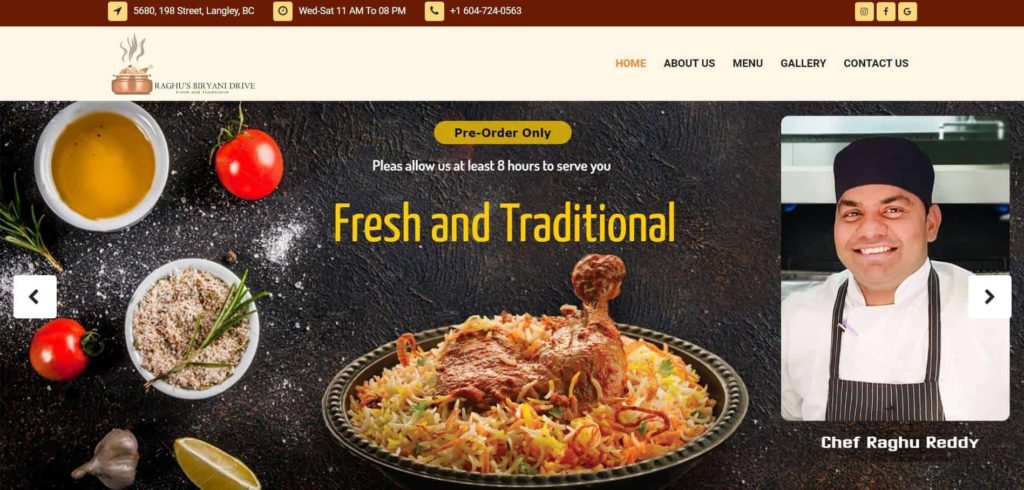 Raghu’s Biryani Drive' Homepage