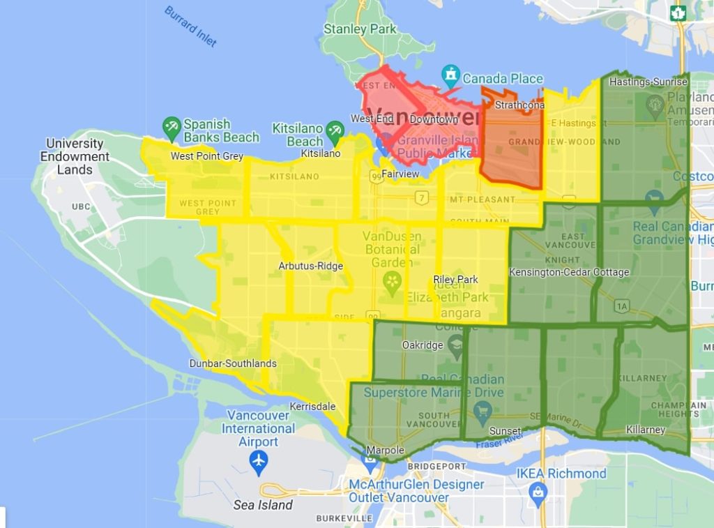 Which part of Vancouver is most at risk from earthquakes