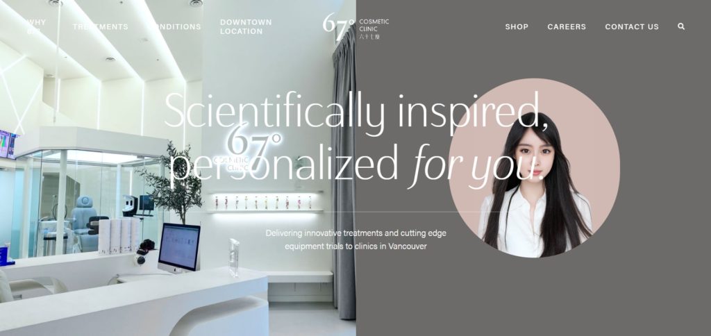 67 Degrees Cosmetic Clinic Homepage