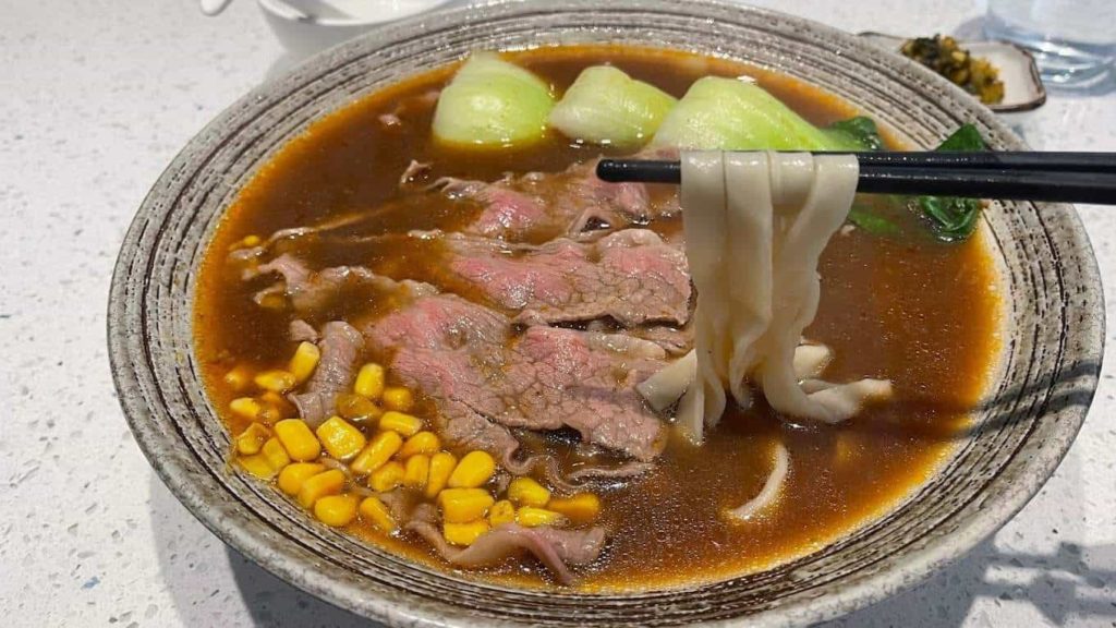 Premium red beef noodle soup