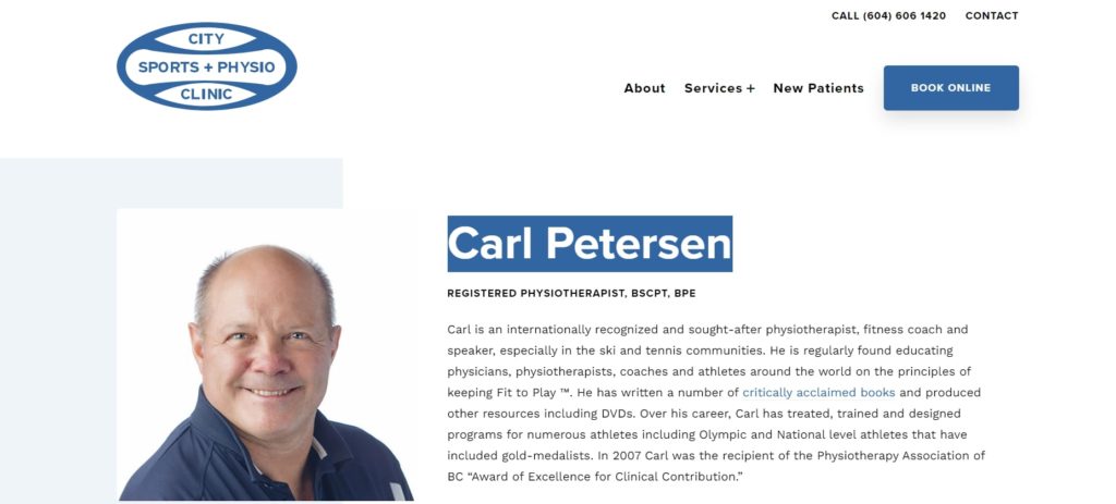 Carl Petersen of City Sports + Physio Clinic's Homepage