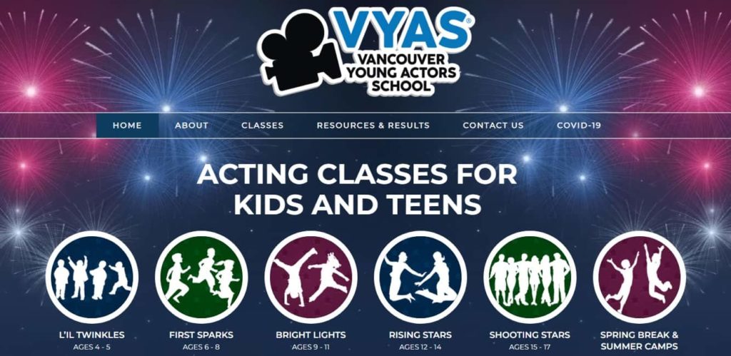 Vancouver Young Actors School homepage