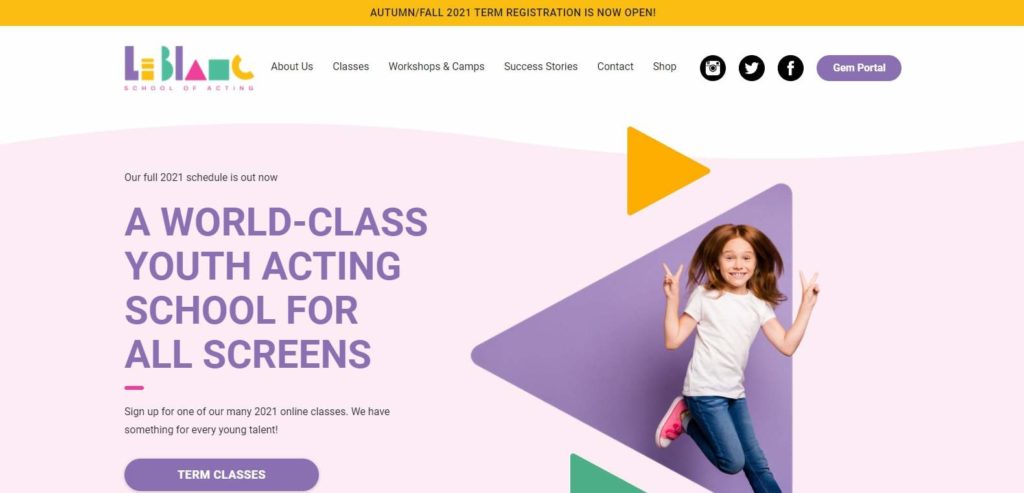 LeBlanc School of Acting homepage