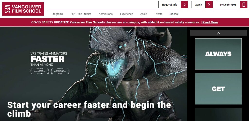 Vancouver Film School homepage