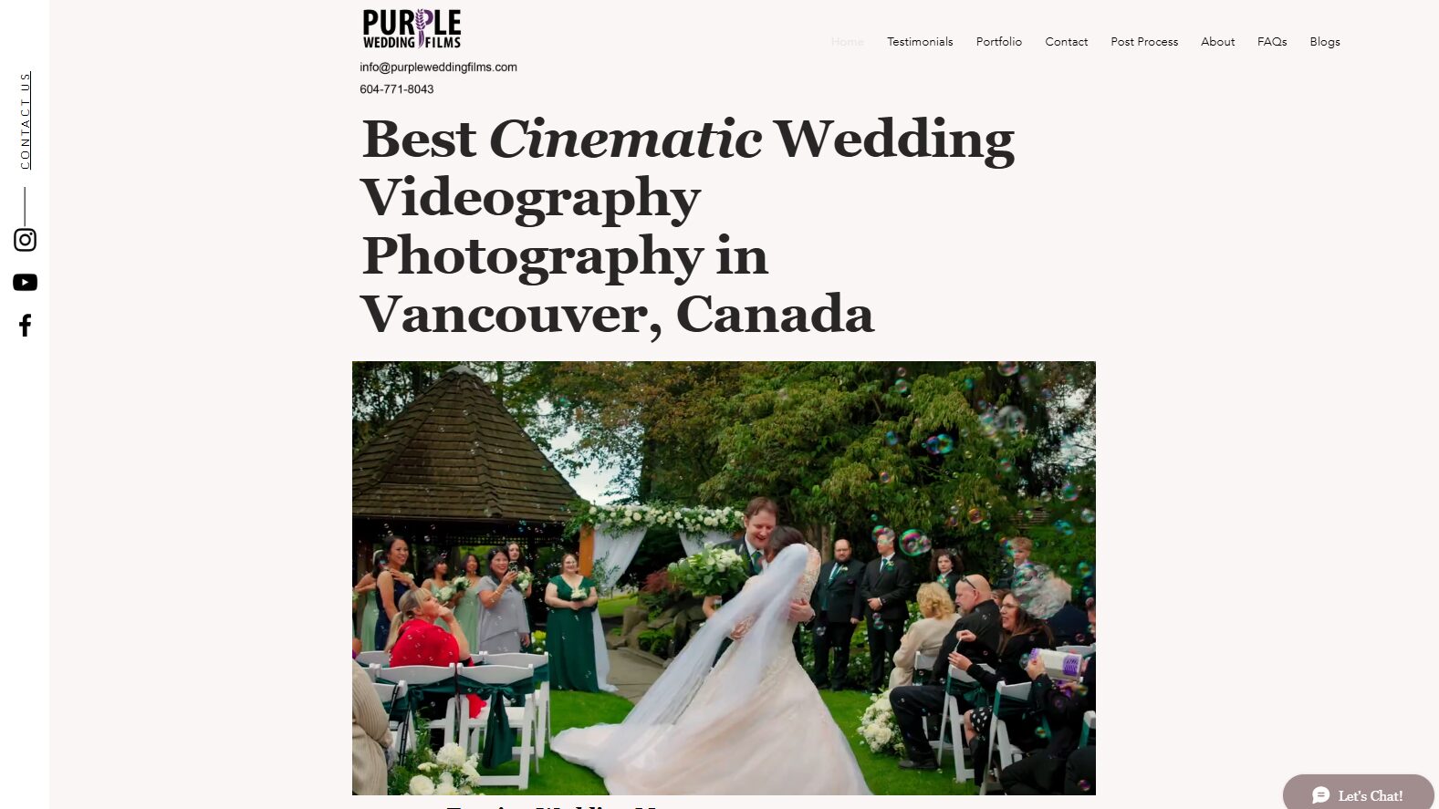 purple wedding films homepage