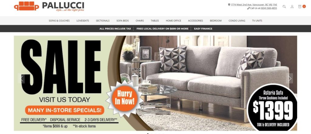 Pallucci Furnitures Homepage