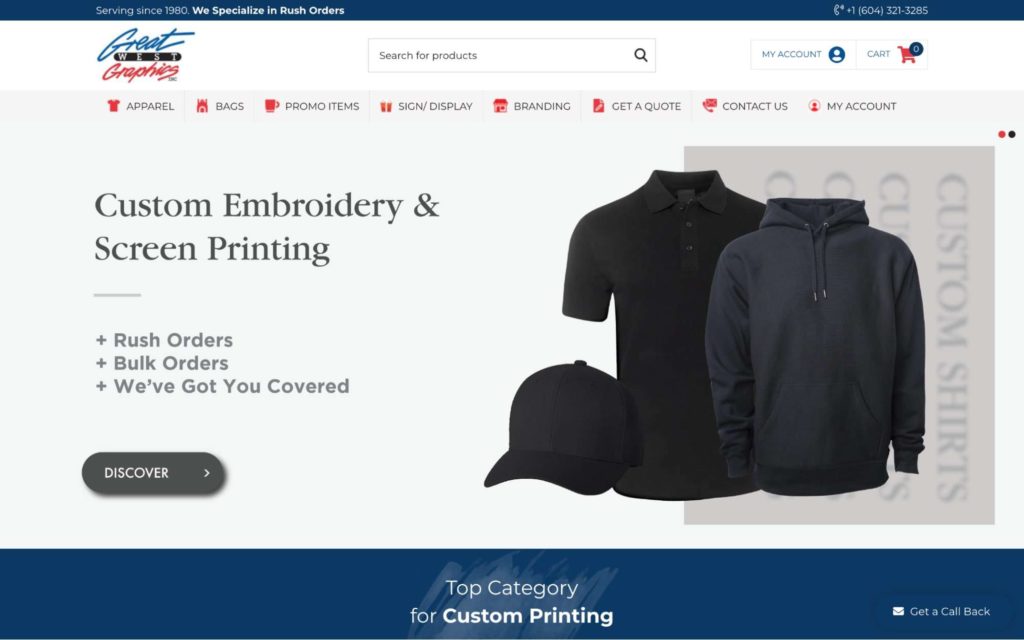 Great West Graphics homepage