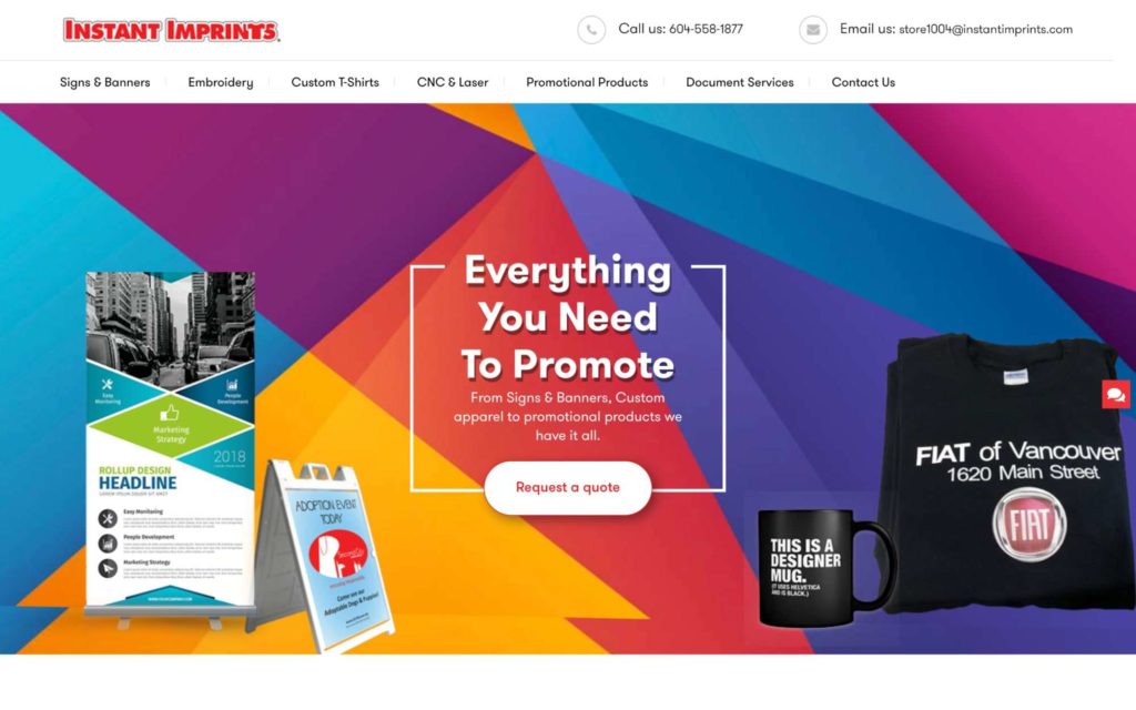 instant imprints homepage