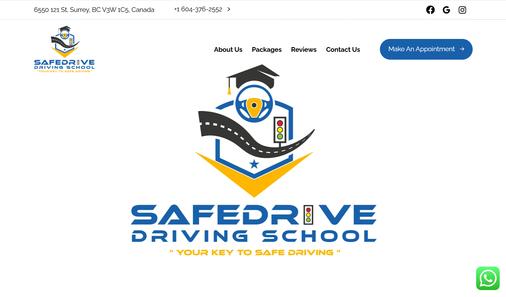 SafeDrive Driving School homepage